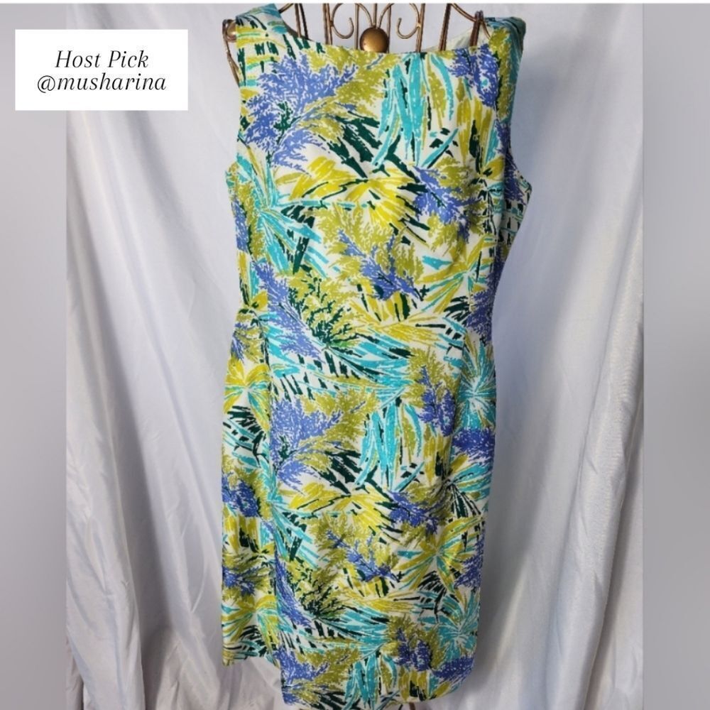 Pure Silk Size 10 Petite White Floral Sleeveless Zippered Sheath Dress